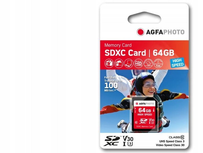 MEMORY CARD AGFA SD XC SDXC 64GB CLASS 30 100MB/s V30