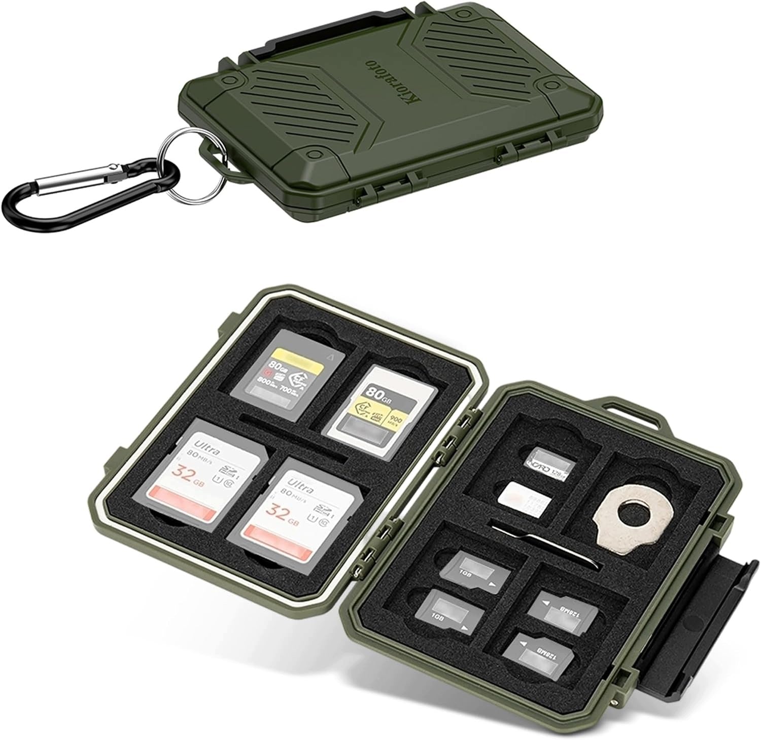 MEMORY CARD CASE 18 CARDS SD CF GREEN ORGANIZER