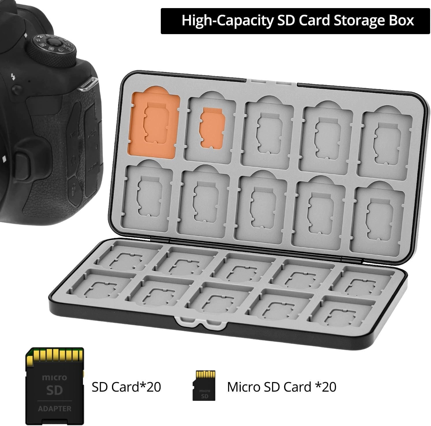 MEMORY CARD CASE 20 SLOTS SD 20 MICRO SD BLACK COMPACT Model WD45511