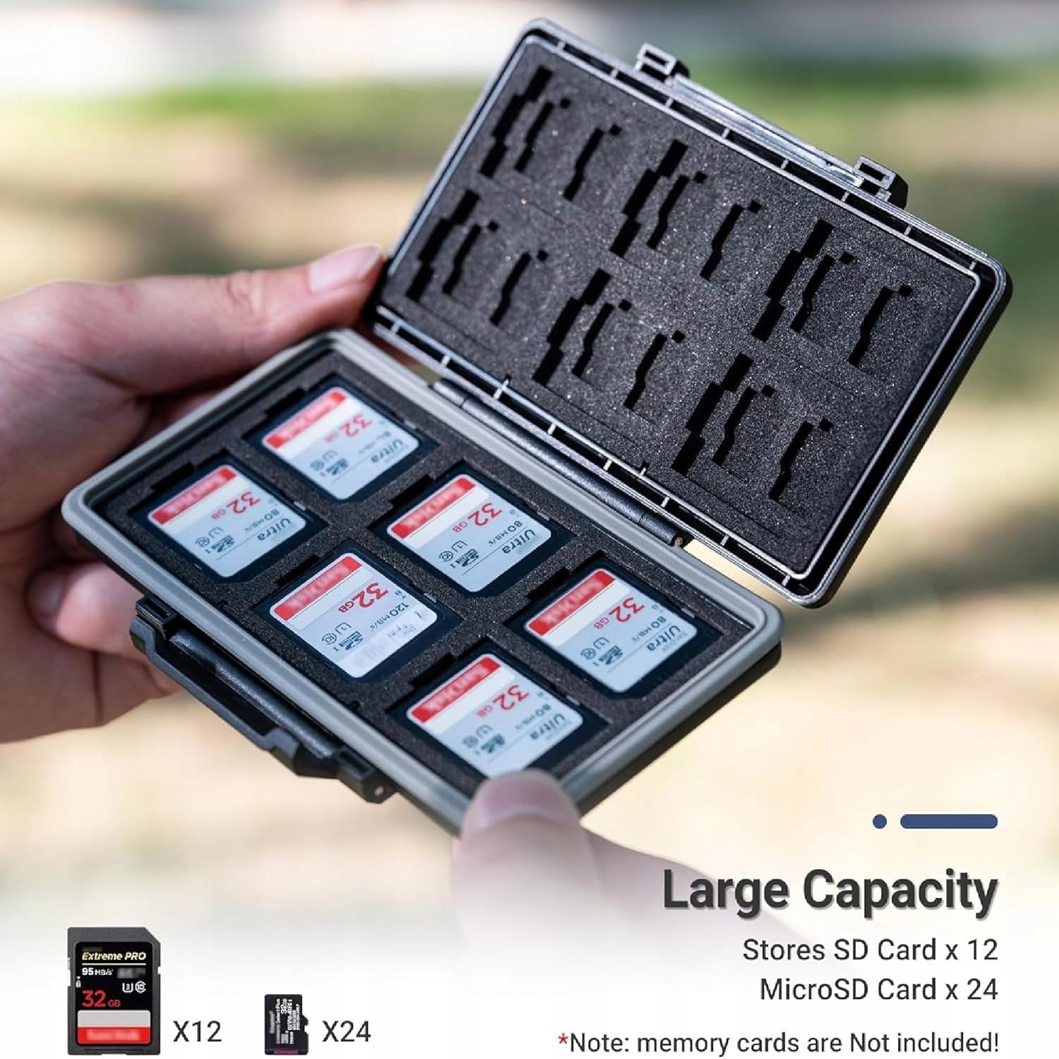 MEMORY CARD CASE 36 SLOTS SD MICRO SD WATERPROOF SHOCK Model JJC wodoodporne i odporne na wstrząsy etui na kart