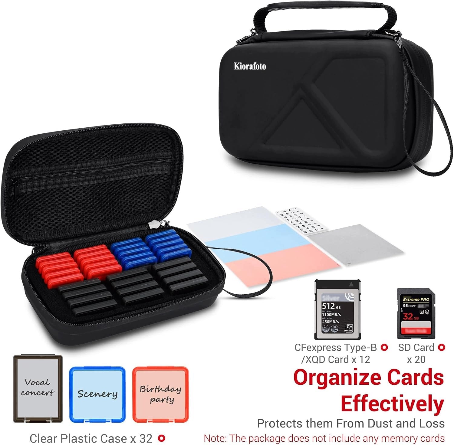 MEMORY CARD CASE CFExpress SD EVA PU 32 WATERPROOF HOLDERS Model Etui na karty EVA PU CFexpress typu B z 32 pojedyn