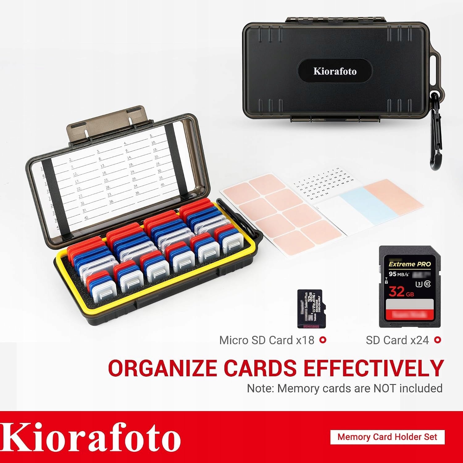 MEMORY CARD CASE SD MICRO 24+18 TRANSPARENT 3 COLORS Model Etui na karty pamięci, Do 24 SD + 18 Micro SD (z p