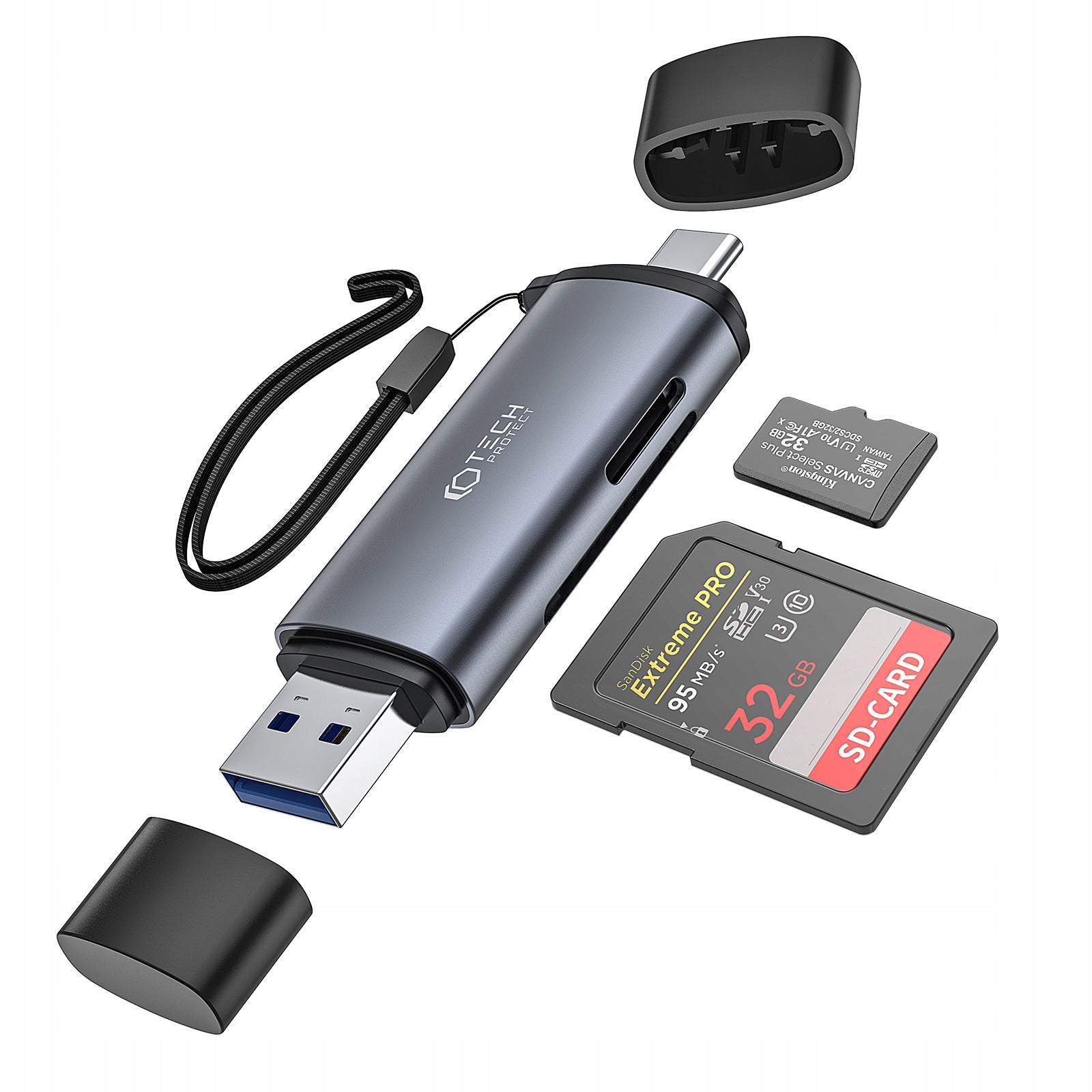 MEMORY CARD READER USB ADAPTER WITH USB-C USB A 3.0 TO SD MICRO-SD CARDS