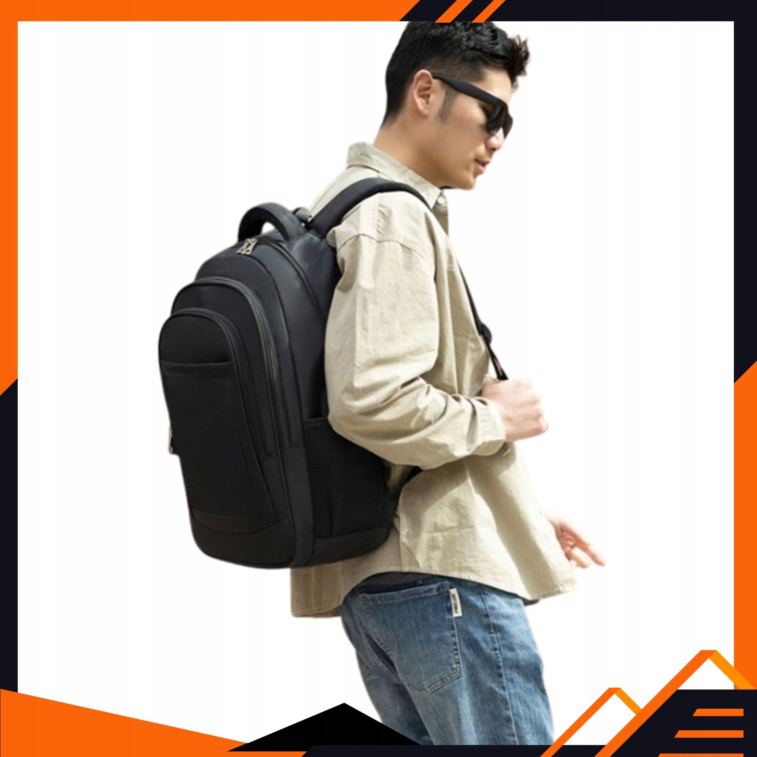 MEN'S BACKPACK BLACK FOR SCHOOL WORK WATERPROOF DURABLE ROOMY 4 COMPARTMENTS Brand Vedor