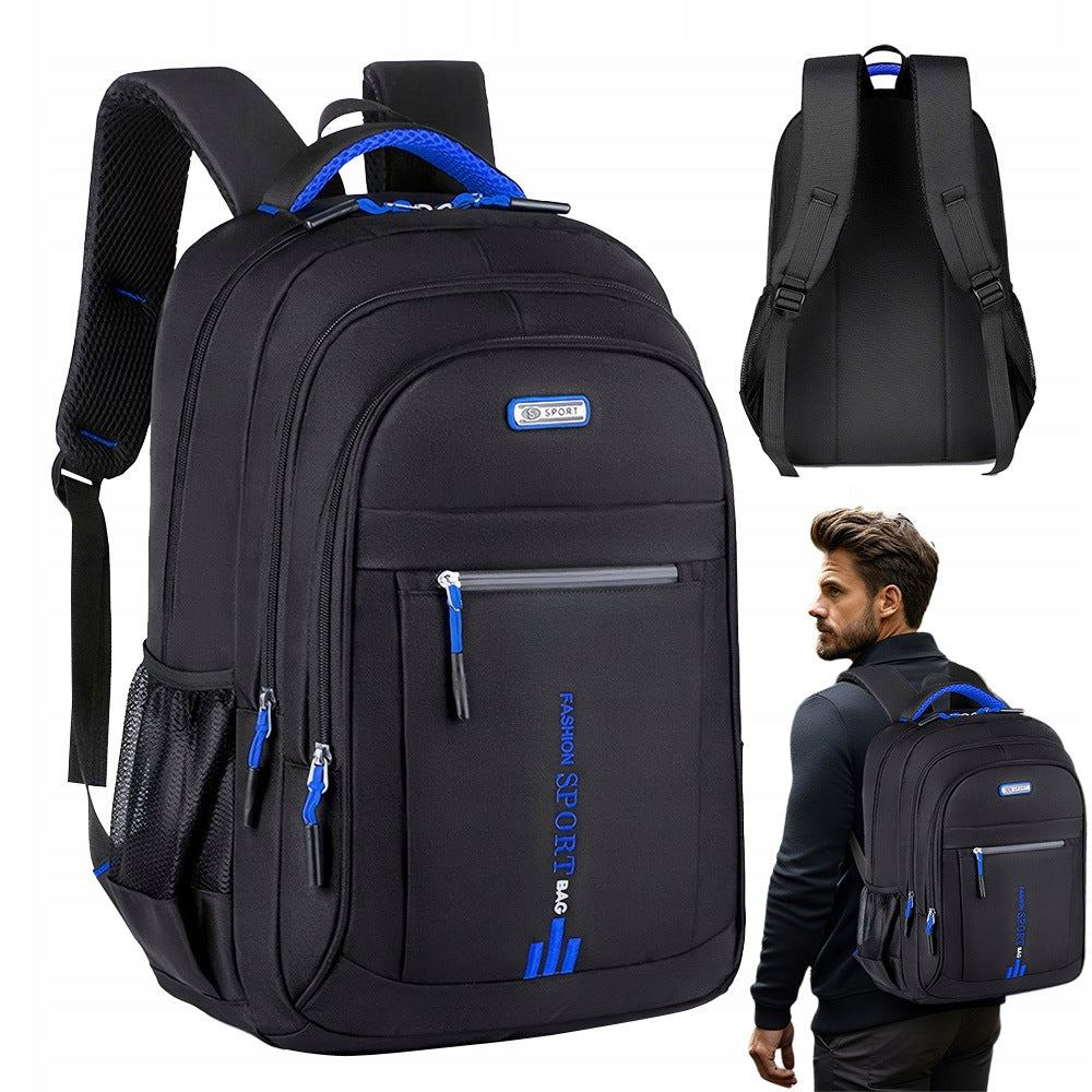 MEN'S BACKPACK BLACK FOR SCHOOL WORK WATERPROOF DURABLE ROOMY 4 COMPARTMENTS