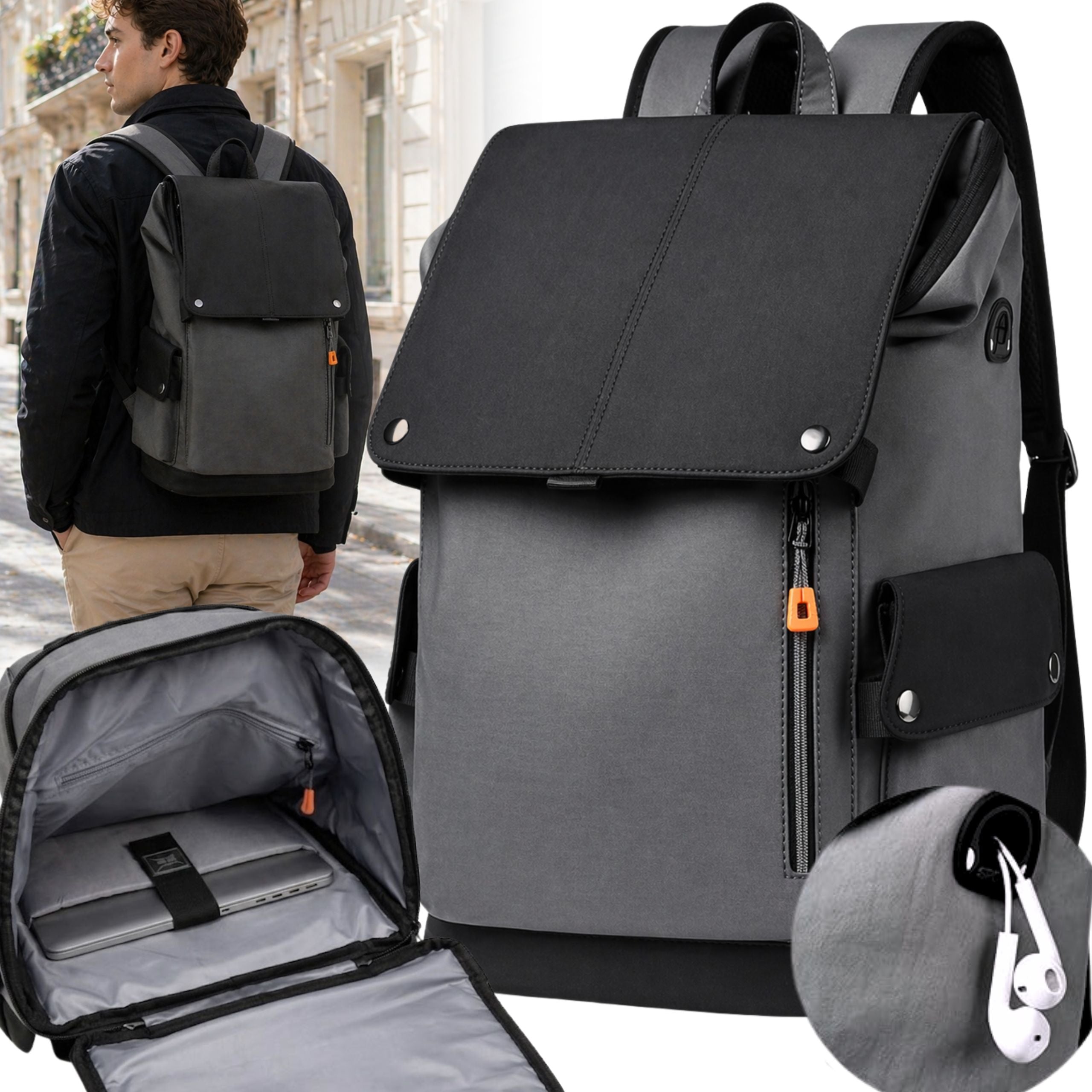 MEN'S BACKPACK FOR WORK CITY SCHOOL FOR LAPTOP WATERPROOF