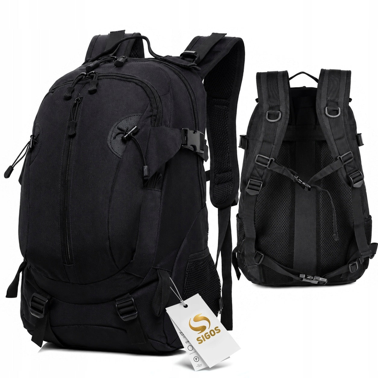 MEN'S BACKPACK FOR WORK STRONG WATERPROOF TACTICAL MILITARY BLACK MILITARY