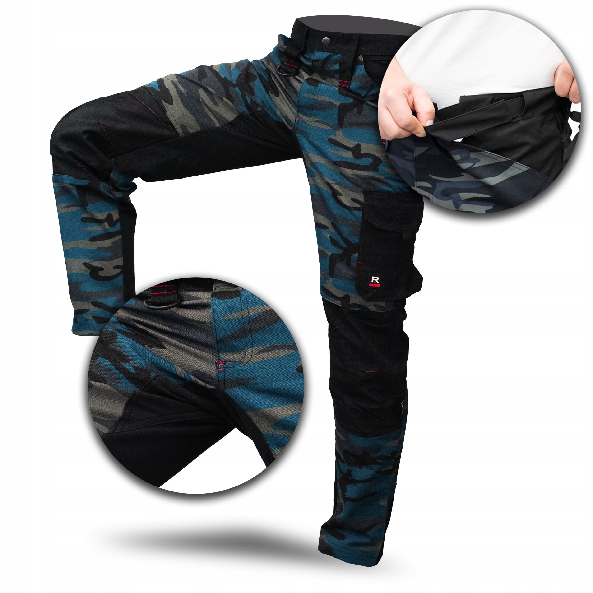 MEN'S CAMO WORK TROUSERS ELASTIC STEP STRONG TROUSERS REINFORCED STRECH Manufacturer code W09C244
