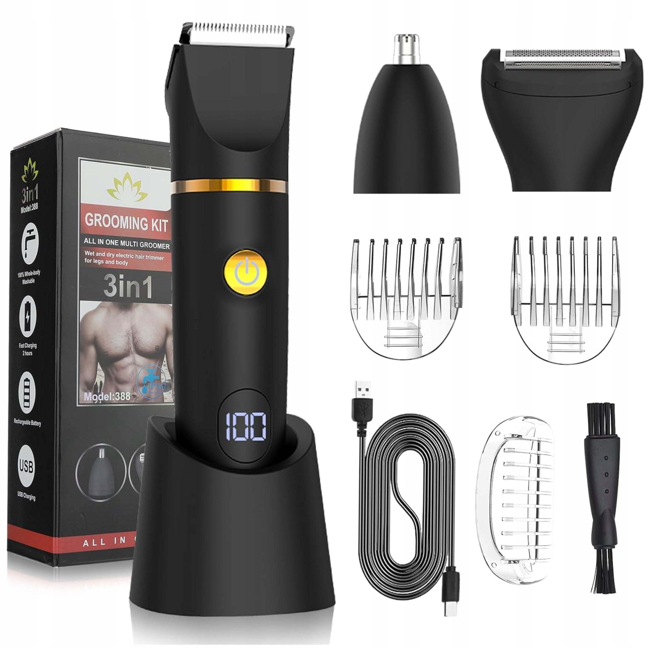 MEN'S ELECTRIC BEARD SHAVER BODY BEARD SHAVER + TRIMMER Packaging status original