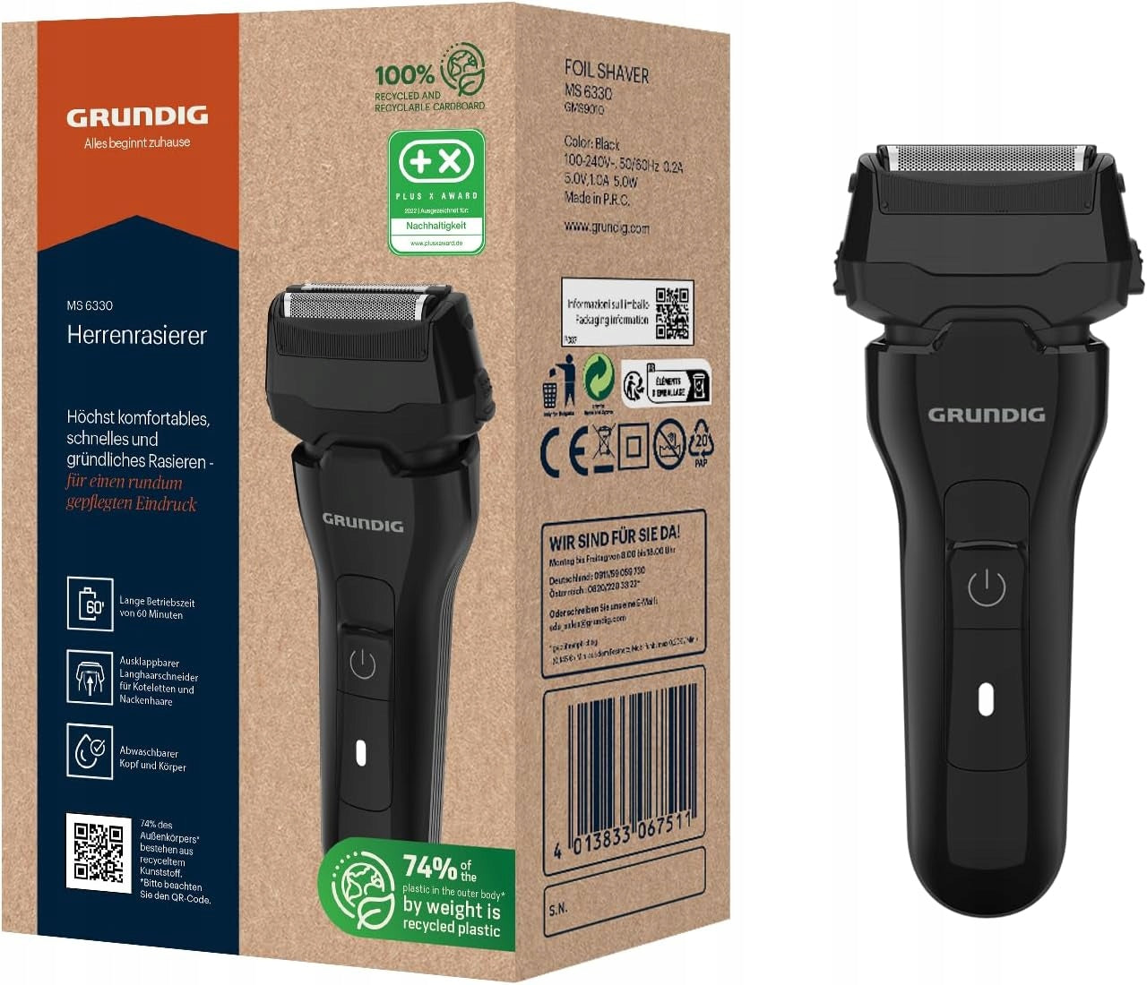 MEN'S ELECTRIC FOIL SHAVER WIRELESS LED TRIMMER 60 MIN