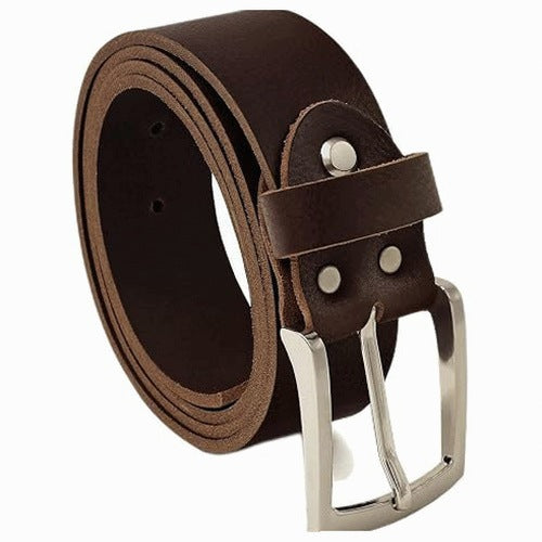 MEN'S LEATHER BELT BUFFALO BROWN FOR JEANS 38 MM FOR MAN