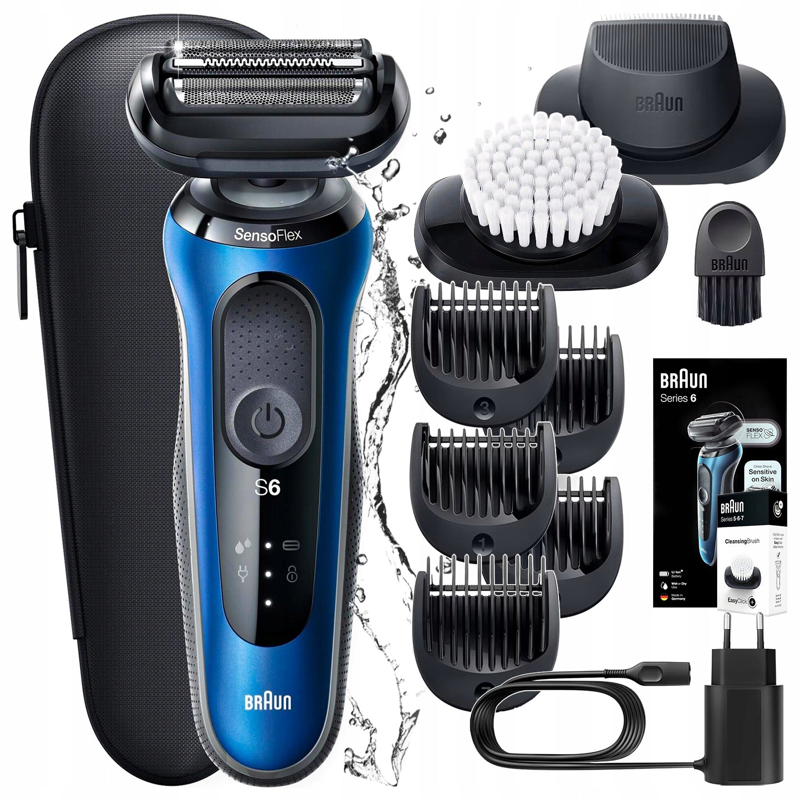 MEN'S SHAVER BRAUN SERIES 6 SensoFlex+ TRIMMER + 5 SOCKETS - EasyClick PACK