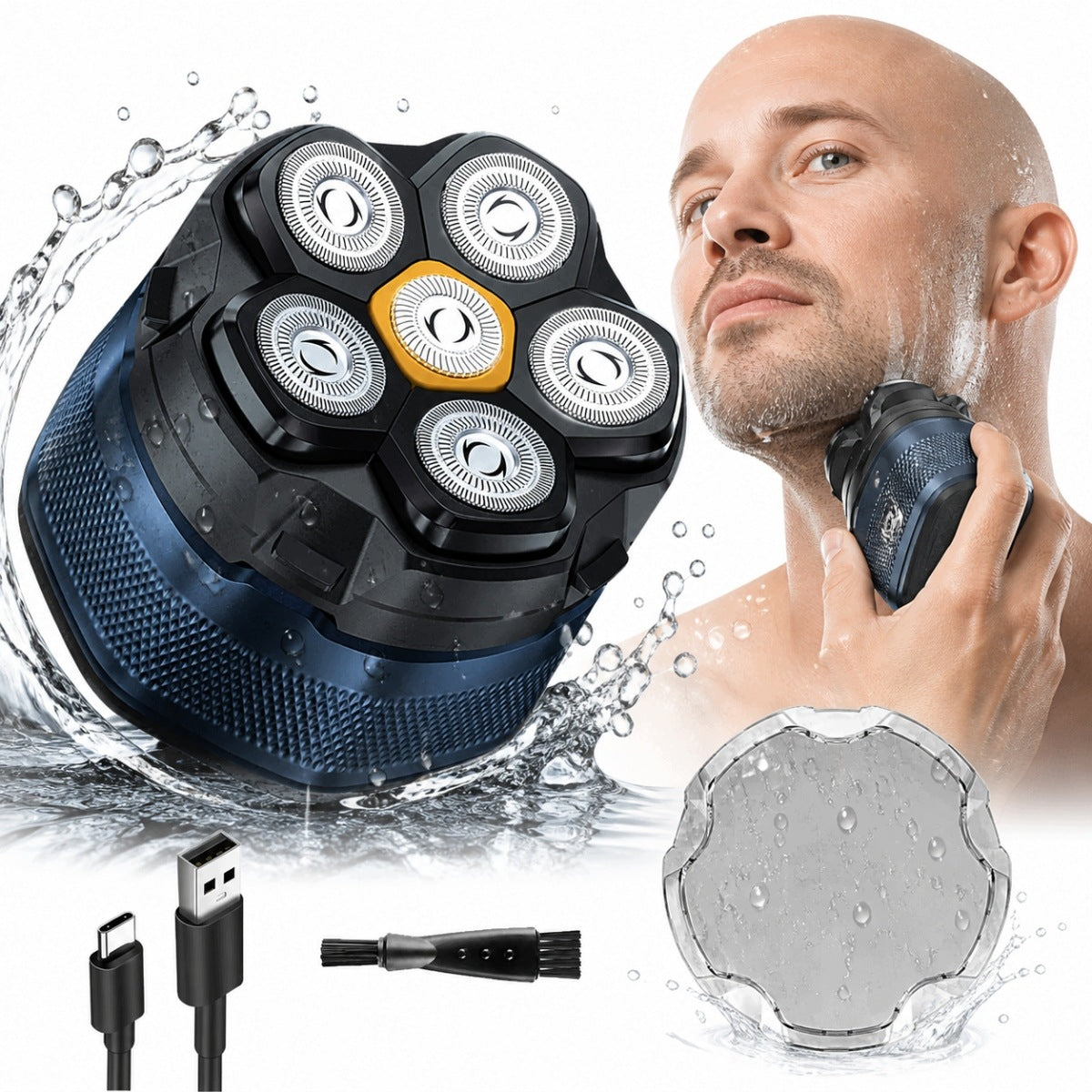 MEN'S SHAVER WITH 6D FLOATING FACE HEAD BLADES WATERPROOF
