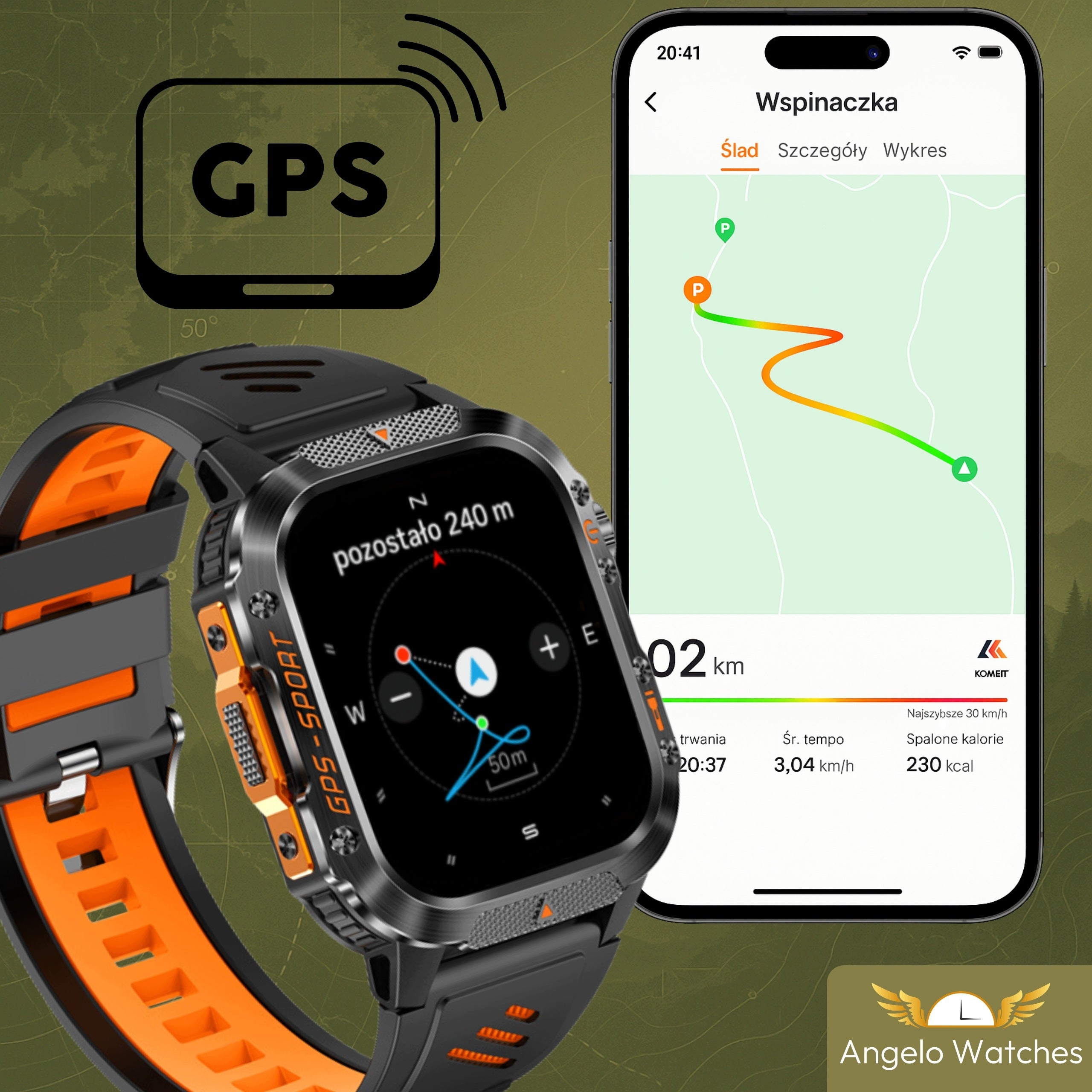 MEN'S SMARTWATCH AW-TACTICAL GPS TALK BT IP68 SPORTS 4 STRIPES COMPASS Packaging status original