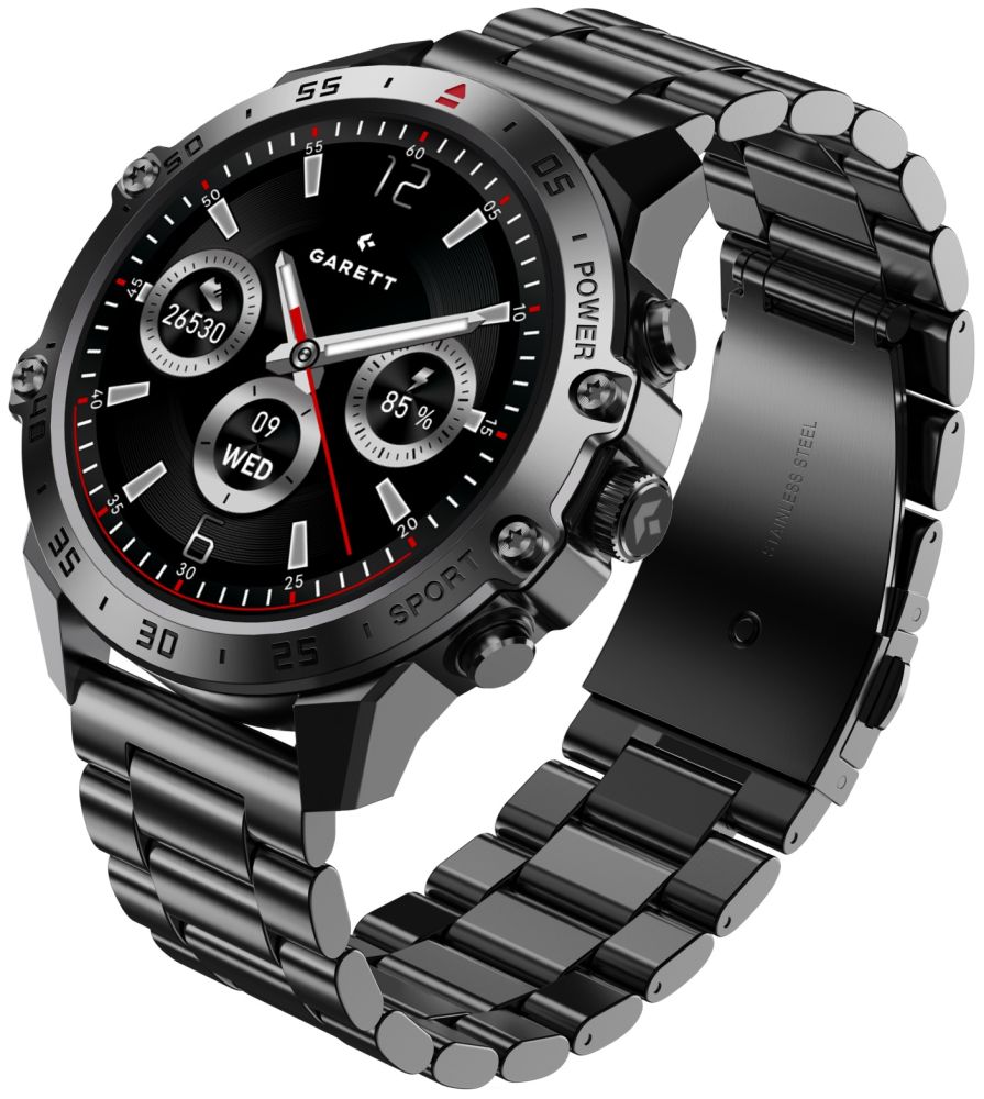 MEN'S SMARTWATCH GARETT V14 BLACK BLUETOOTH CALL 100 SPORTS MODES 47MM Packaging status original