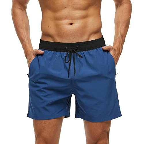MEN'S SWIMMING TRUNKS WITH ZIPPER QUICK-DRYING WATERPROOF BLACK Brand no brand