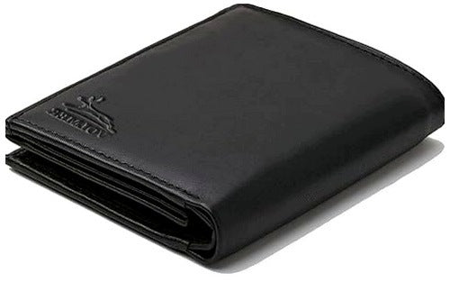 MEN'S WALLET LEATHER BLACK GENUINE LAMBSKIN 10 COMPARTMENTS