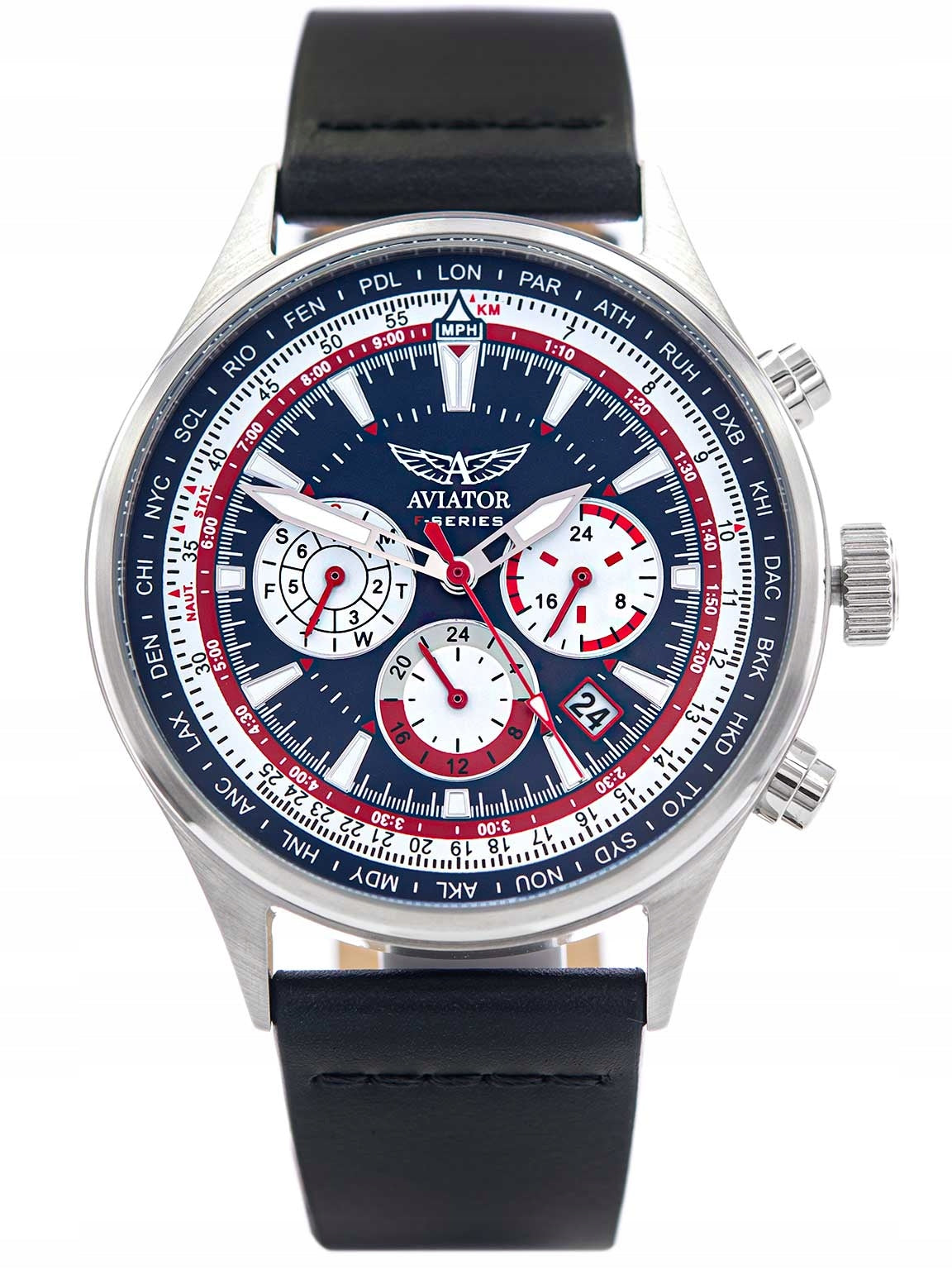 MEN'S WATCH AVIATOR AVW85192G436 F-SERIES DUAL-TIME ELEGANT ON STRAP Brand Aviator
