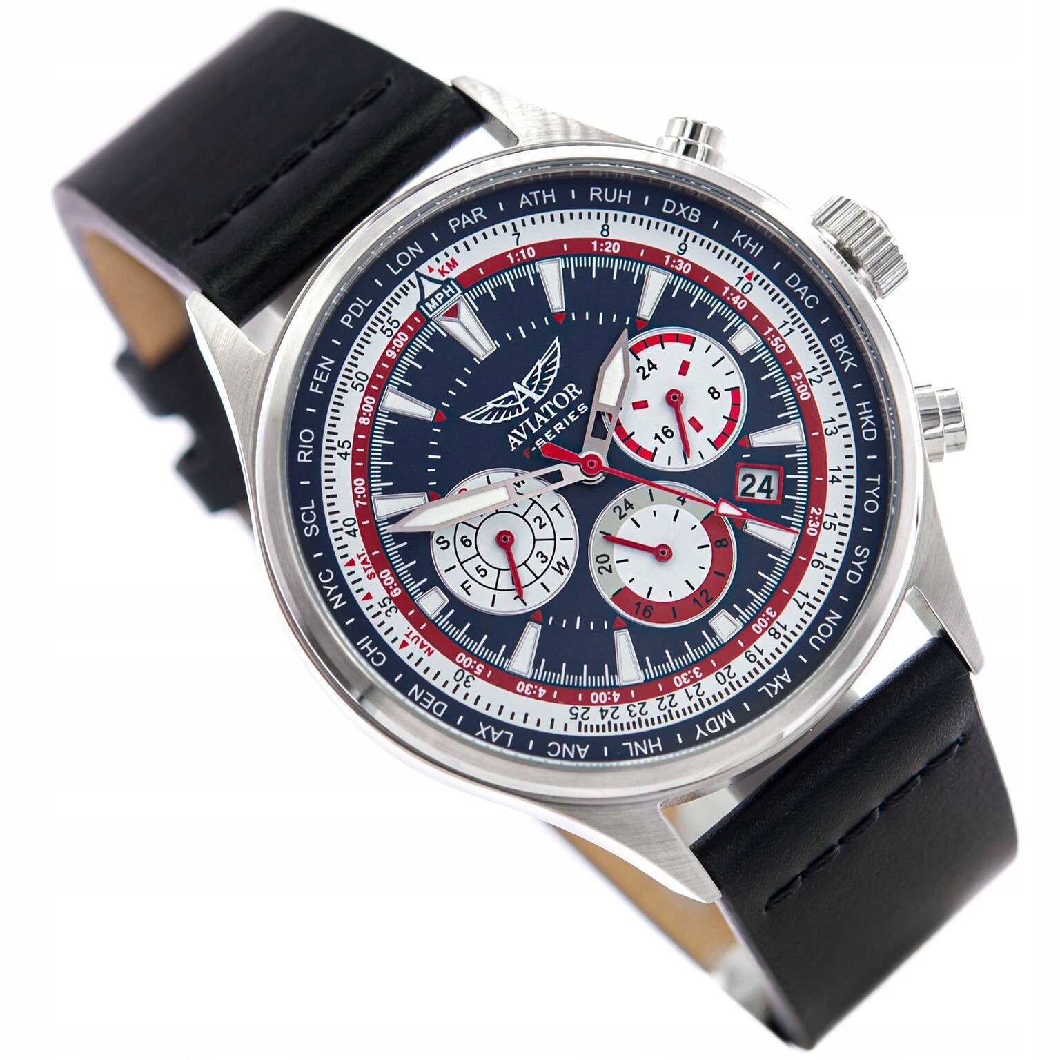 MEN'S WATCH AVIATOR AVW85192G436 F-SERIES DUAL-TIME ELEGANT ON STRAP