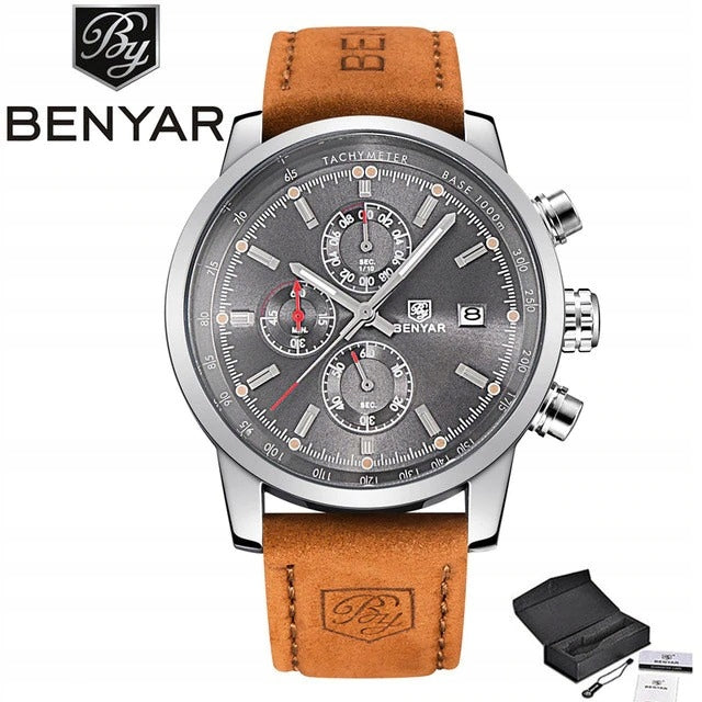 MEN'S WATCH BENYAR CLASSIC ELEGANT CHRONOGRAPH DATE + BOX Manufacturer code 5140M