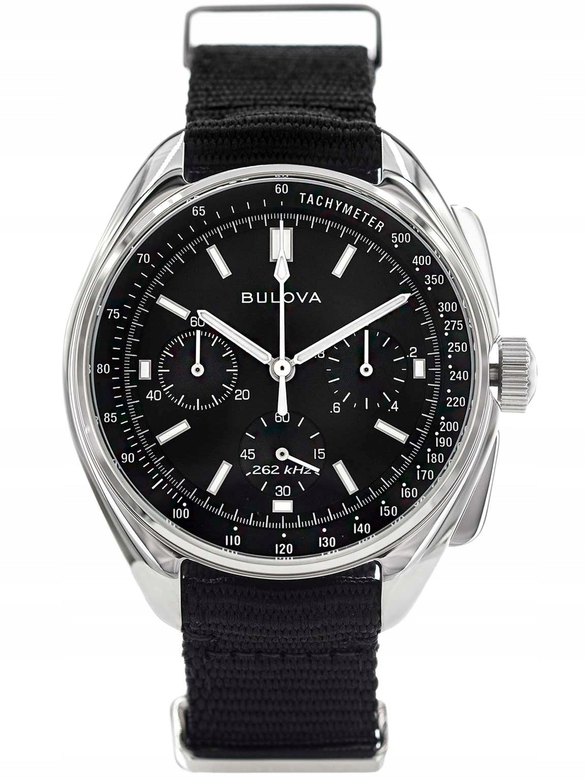 MEN'S WATCH BULOVA 96A225 LUNAR REMOTE CONTROL BLACK ON STRAP STOPWATCH Packaging status original