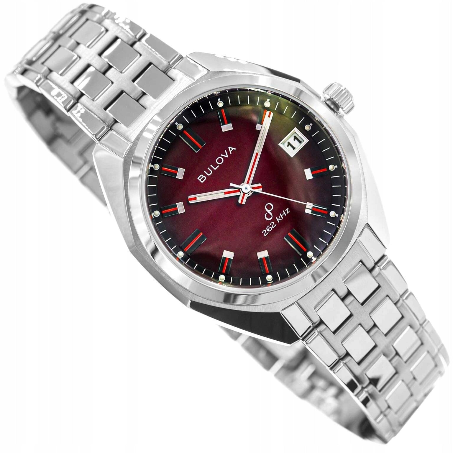 MEN'S WATCH BULOVA 96B401 SILVER ON BRACELET DATE ELEGANT