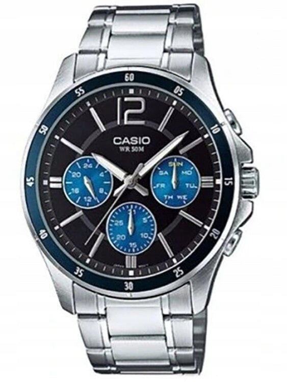 MEN'S WATCH CASIO MTP-1374D-2AV + BOX +GRAWER Packaging status original