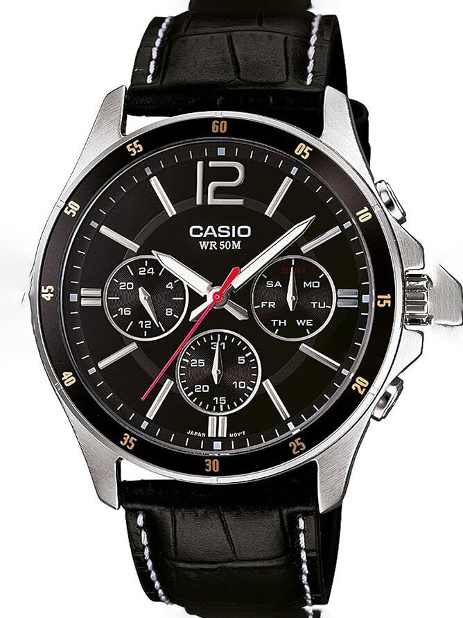 MEN'S WATCH CASIO MTP-1374L-1AV + BOX +GRAVER