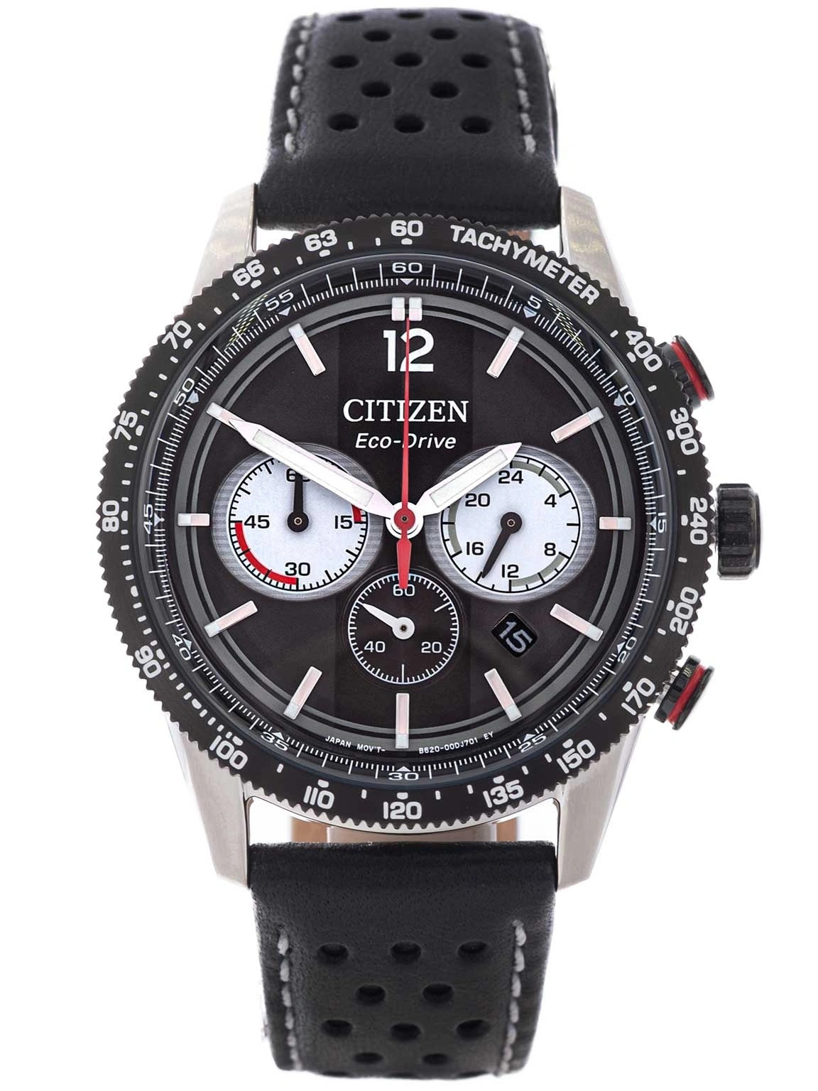 MEN'S WATCH CITIZEN CA4717-06E VINTAGE RACING STOPWATCH BLACK STRAP 10BAR Packaging status original