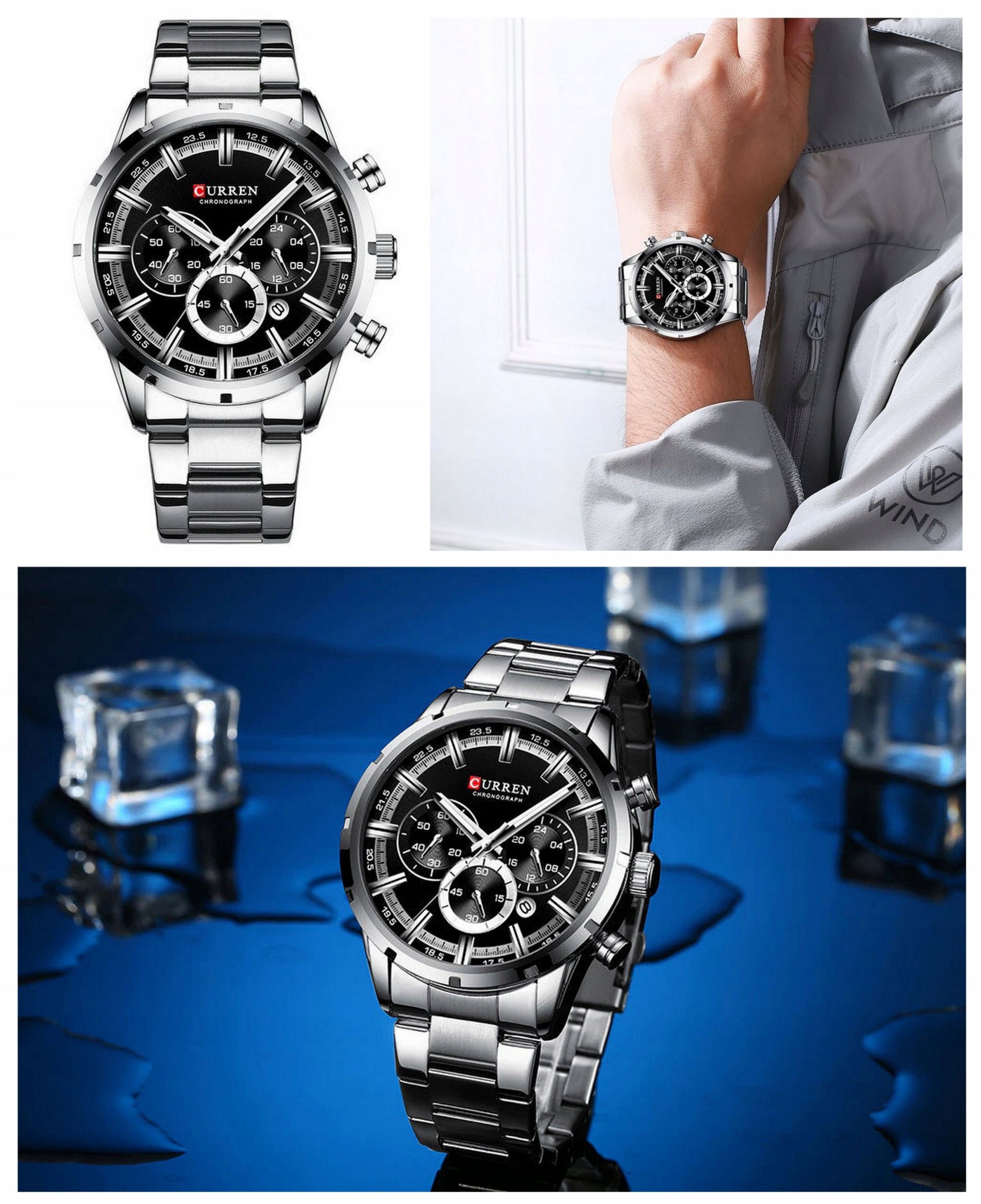MEN'S WATCH CURREN BARSON chronograph date +BOX +ENGRAVING Packaging status original