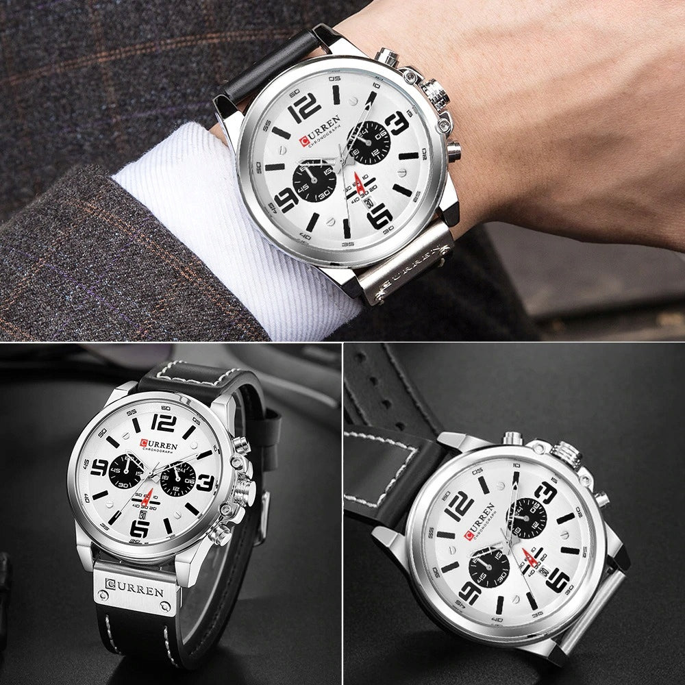 MEN'S WATCH CURREN CLASSIC ELEGANT CHRONOGRAPH DATE 6 COLORS Case color black