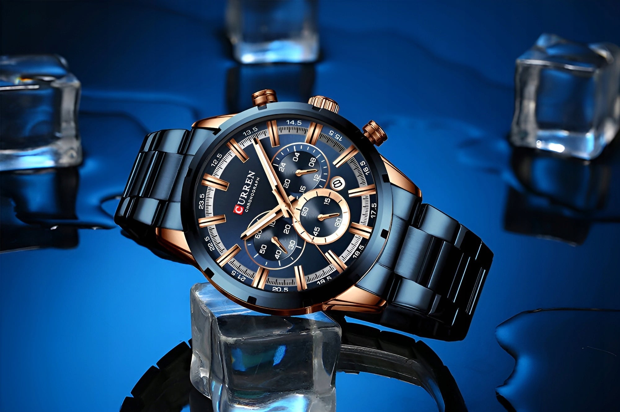 MEN'S WATCH CURREN CLASSIC ELEGANT QUARTZ CHRONOGRAPH DATE Batteries included no