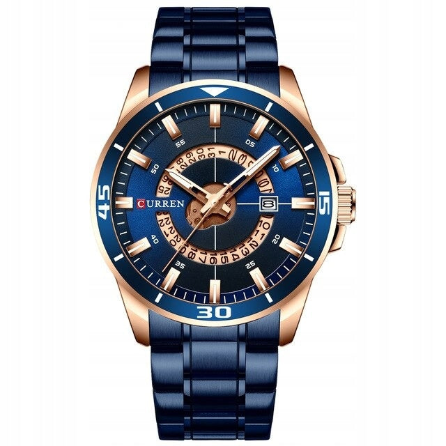 MEN'S WATCH CURREN CLASSIC ELEGANT STEEL DATE 5 COLORS GIFT Dial color green