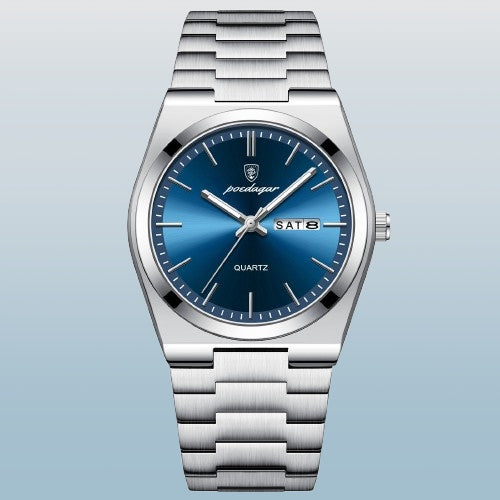 MEN'S WATCH ELEGANT POEDAGAR ON BRACELET BOX BLUE DATE Brand no brand