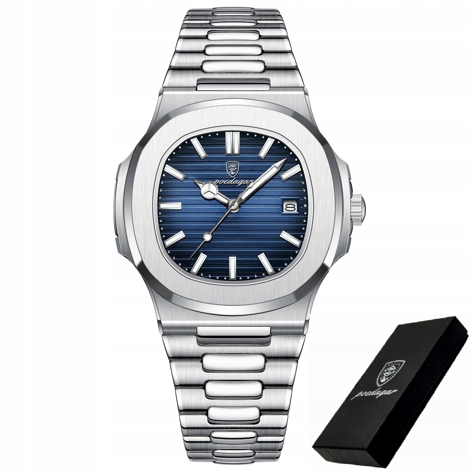 MEN'S WATCH ELEGANT POEDAGAR ON BRACELET BOX DATE