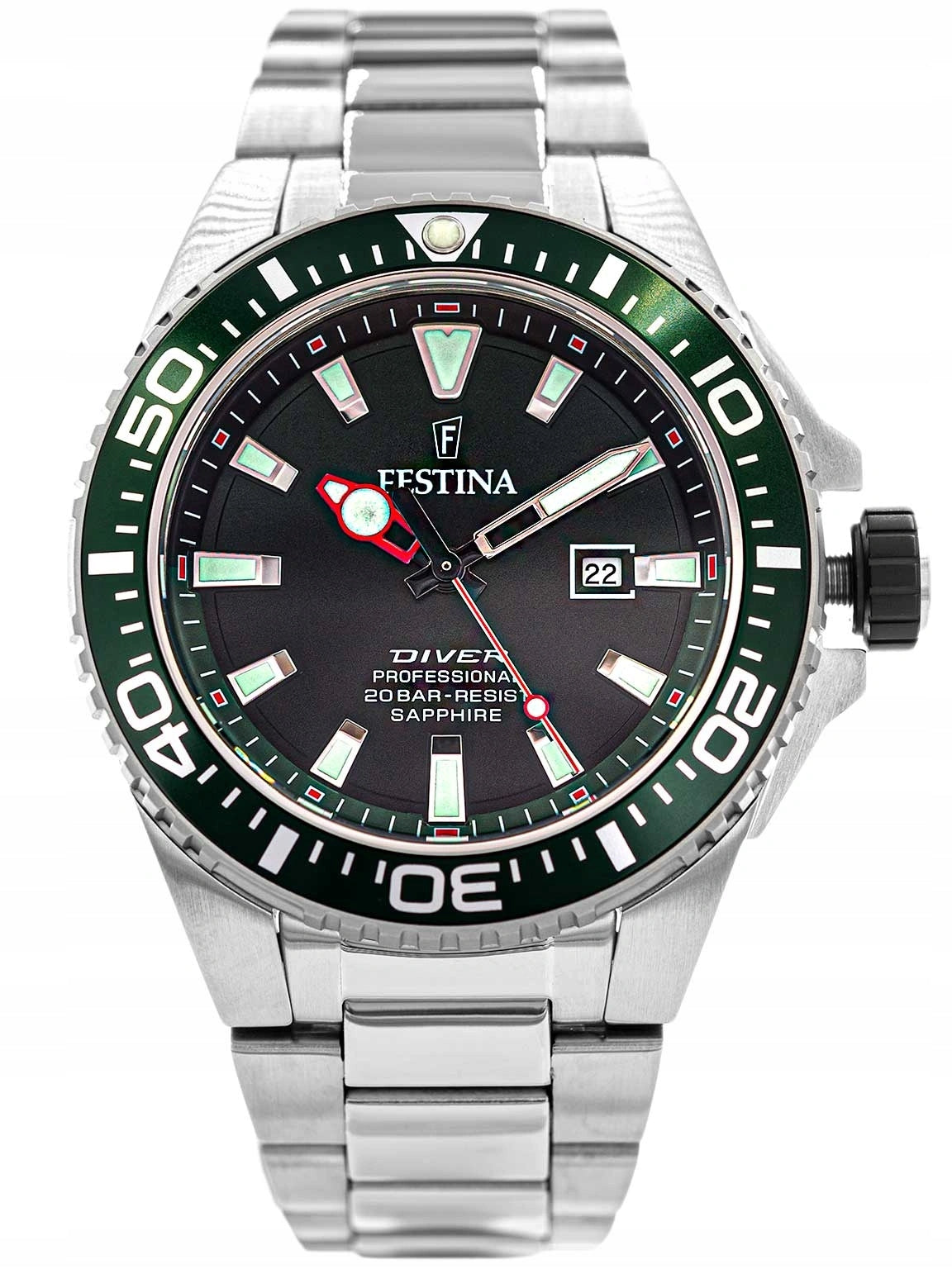 MEN'S WATCH FESTINA F20663/2 DIVER SILVER ON BRACELET DIVER 200M Packaging status original