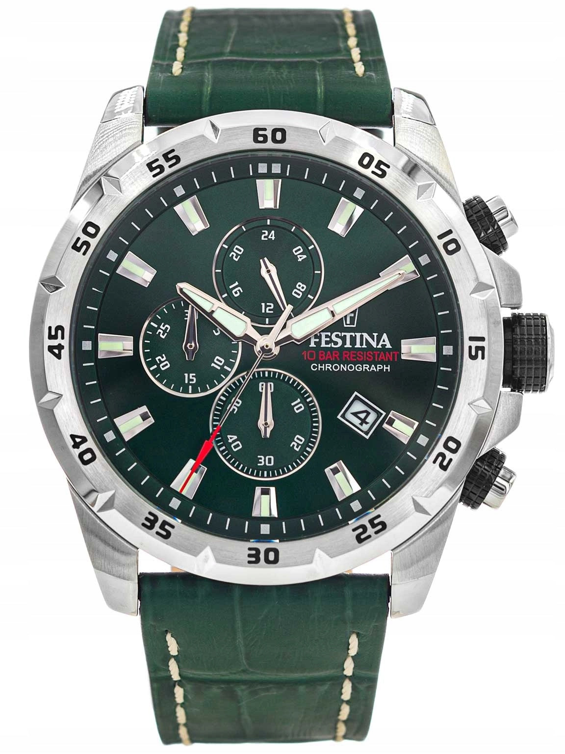 MEN'S WATCH FESTINA F20692/3 TIMELESS CHRONOGRAPH GREEN ON STRAP 10ATM Packaging status original