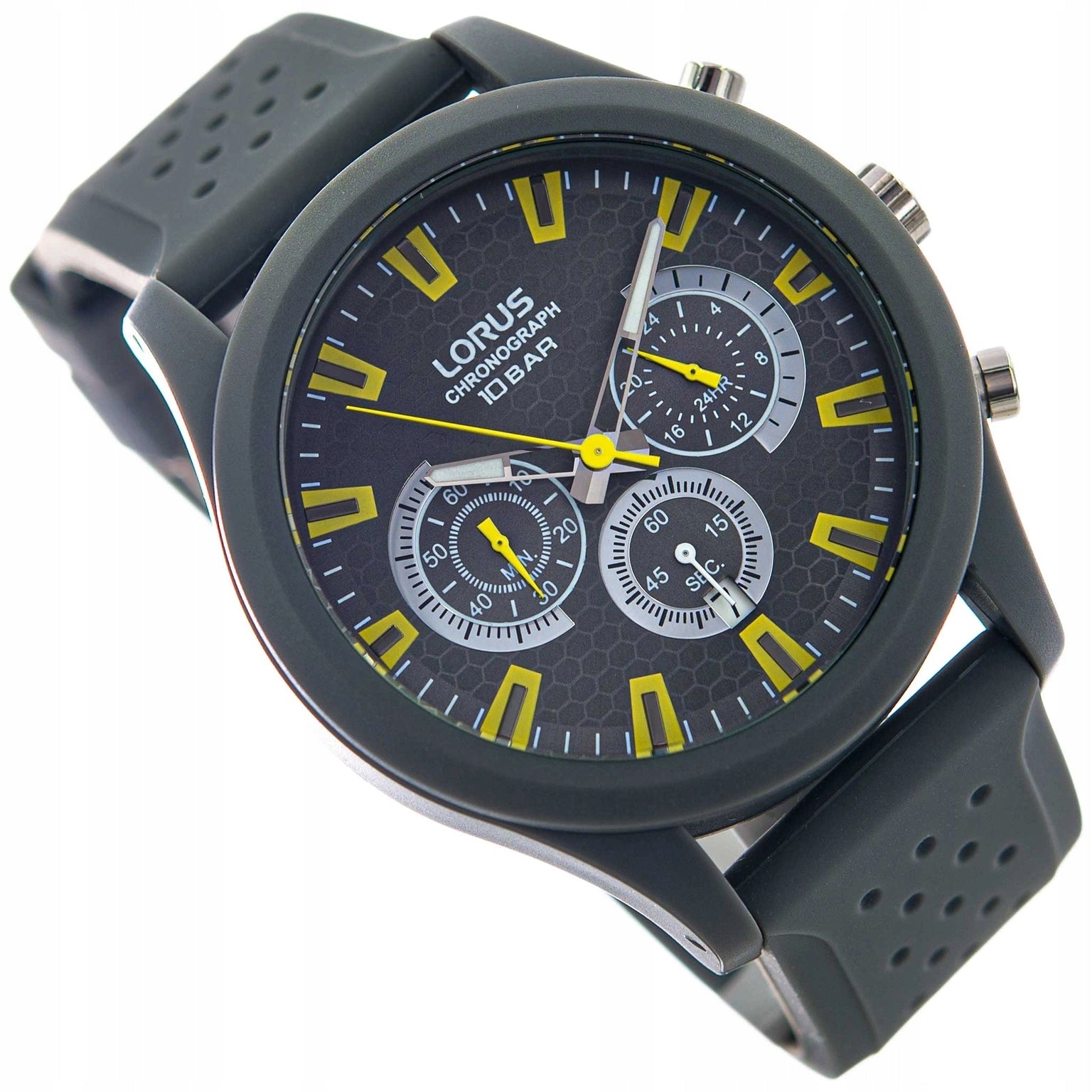 MEN'S WATCH LORUS RT377JX9 GREY ON CHRONOGRAPH STRAP STOPWATCH DATE 100M