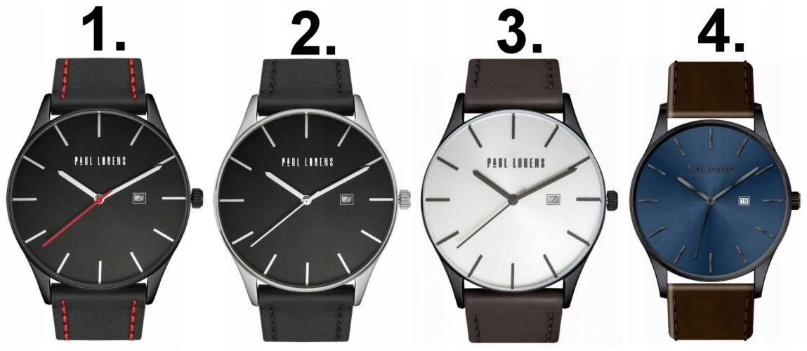 MEN'S WATCH PAUL LORENS KRONOS leather date +BOX +ENGRAVING Packaging status original