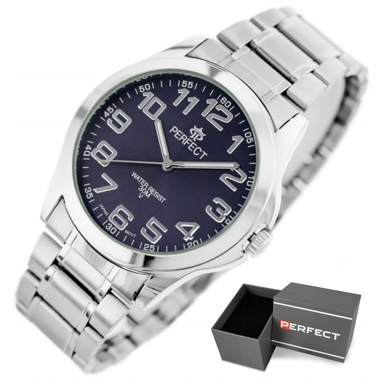 MEN'S WATCH PERFECT WILSON digits bracelet +BOX +ENGRAVING
