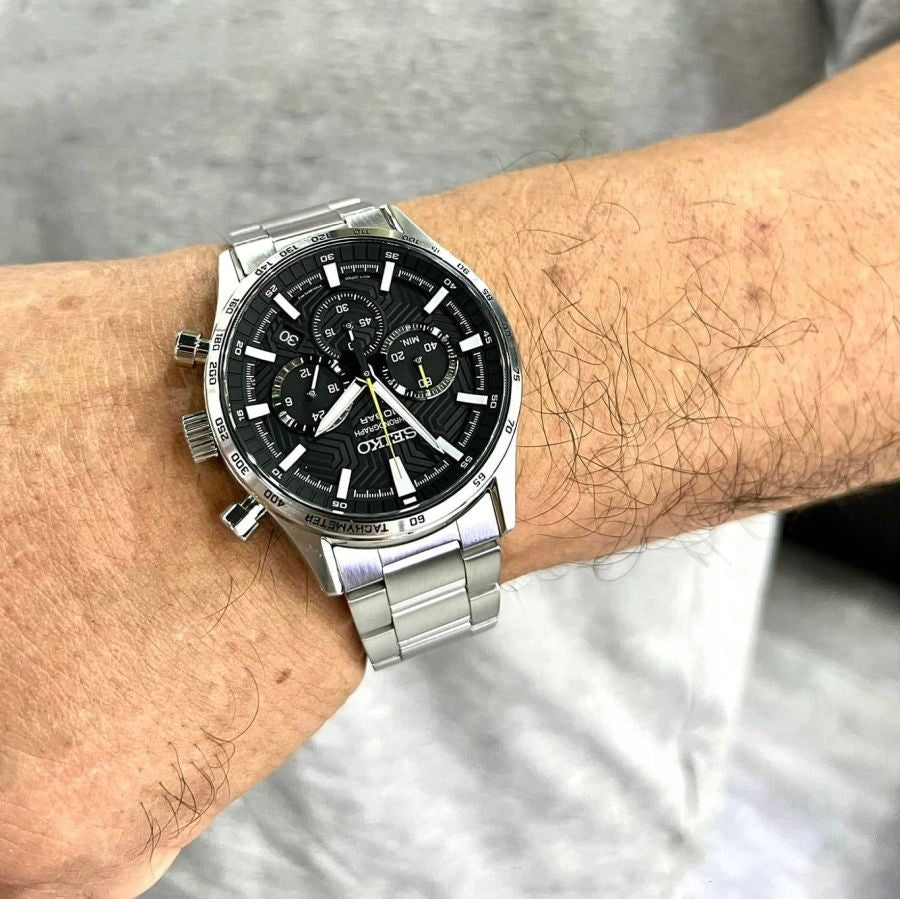 MEN'S WATCH SEIKO SSB413P1 ELEGANT CHRONO STEEL GREY WR100 Ø43mm Brand Seiko
