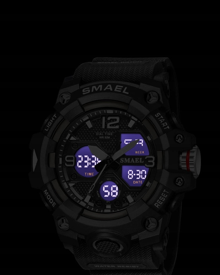 MEN'S WATCH SMAEL MILITARY SPORTS WATERPROOF Manufacturer code SMAEL 8008 CZANRY NIEBIESKI