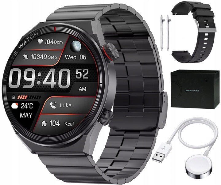 MEN'S WATCH SMARTWATCH TALK BRACELET + STRAP + INDUCTION CHARGER Packaging status original