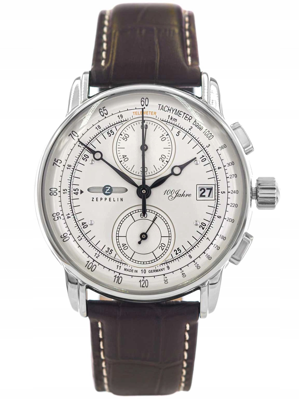 MEN'S WATCH ZEPPELIN 8670-1 100 JAHRE BROWN DATE CHRONOGRAPH Packaging status original