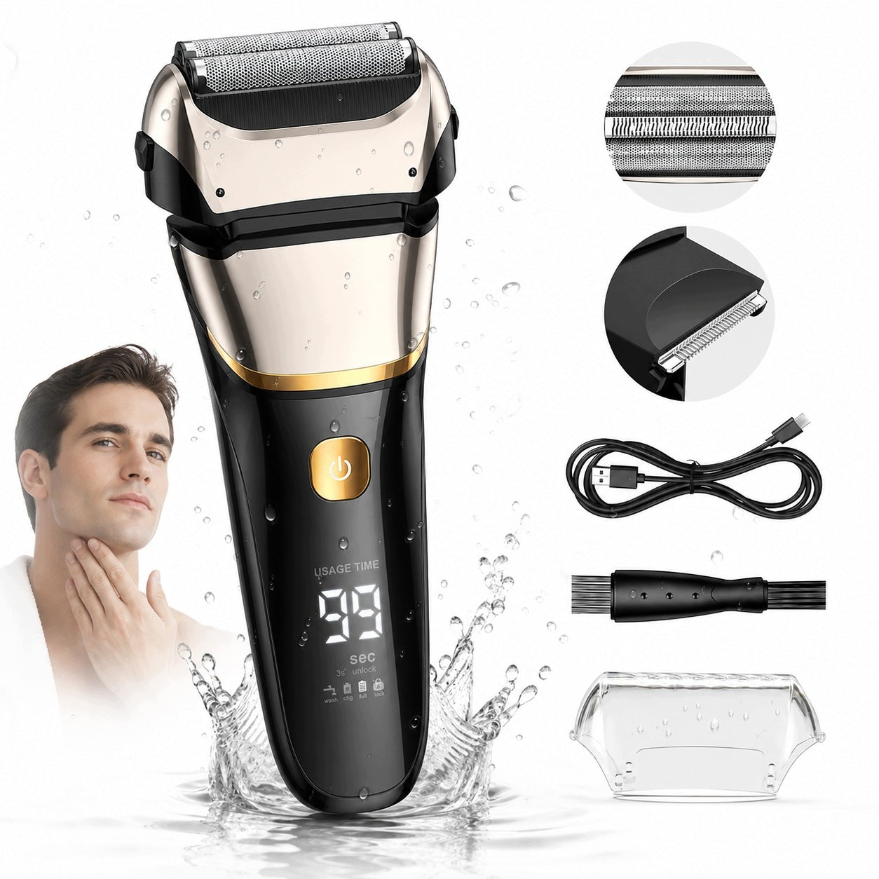 MEN'S WET AND DRY ELECTRIC BEARD SHAVER