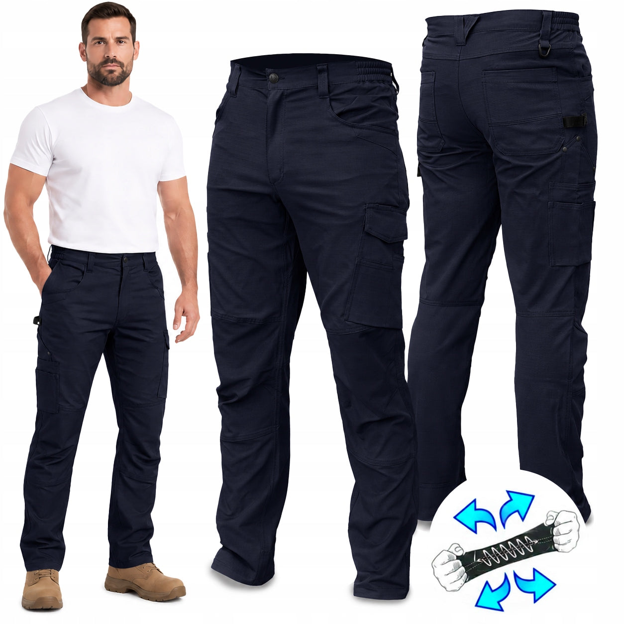 MEN'S WORK PANTS WAIST STRETCH SLIPPERS DURABLE RIPSTOP COMFORTABLE Manufacturer code spodnie robocze męskie do pasa BHP OCHRONNE