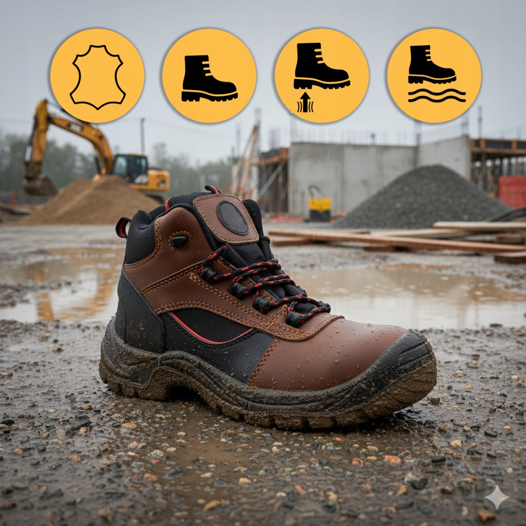 MEN'S WORK SHOES PROTECTIVE LEATHER SHOES WITHOUT LIFT Packaging status original