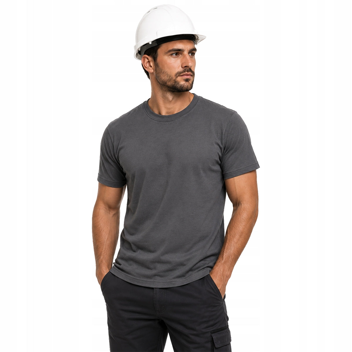 MEN'S WORK T-SHIRT GREY SHORT SLEEVE 100% COTTON THICK 180 Manufacturer code Koszulka męska robocza t-shirt męski bawełna