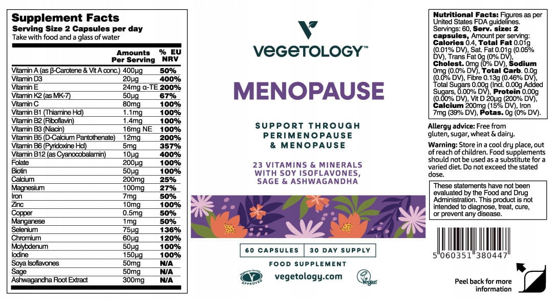 MENOPAUSE Complex 60 kaps Vitamins Minerals Herbs Brand Vegetology