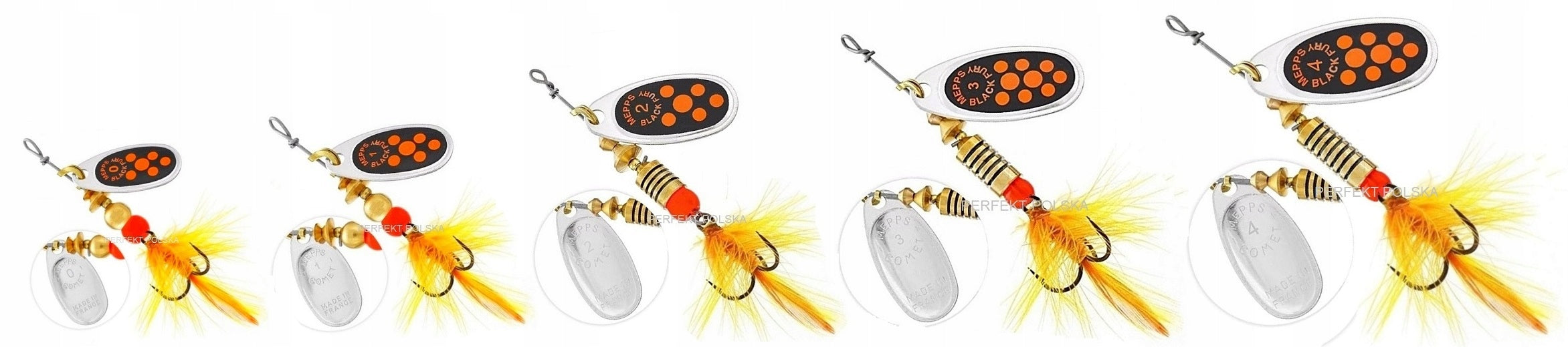 MEPPS BLACK FURY FLY SILVER ORANGE N.3 - 6.5g THE ORIGINAL WORLD'S #1 LURE Brand Mepps